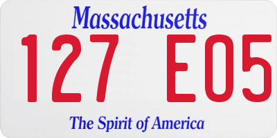 MA license plate 127EO5