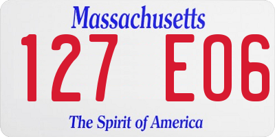 MA license plate 127EO6