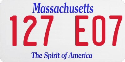 MA license plate 127EO7