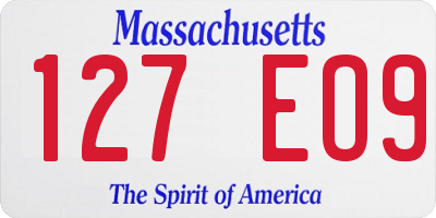 MA license plate 127EO9