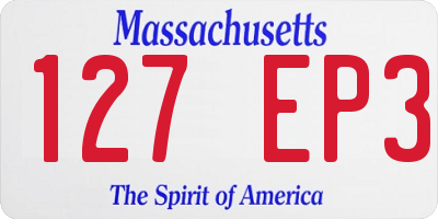 MA license plate 127EP3