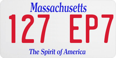 MA license plate 127EP7