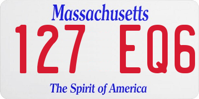 MA license plate 127EQ6