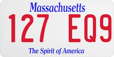 MA license plate 127EQ9