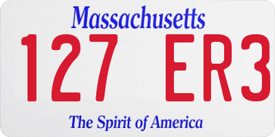 MA license plate 127ER3