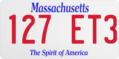 MA license plate 127ET3