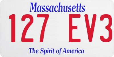 MA license plate 127EV3