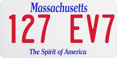 MA license plate 127EV7