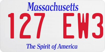MA license plate 127EW3
