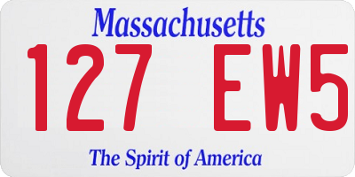 MA license plate 127EW5
