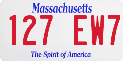 MA license plate 127EW7