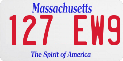 MA license plate 127EW9