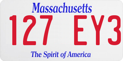 MA license plate 127EY3