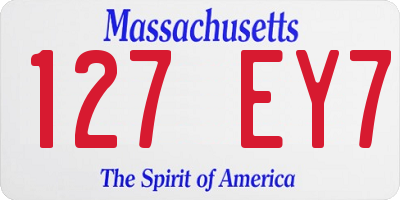 MA license plate 127EY7
