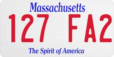 MA license plate 127FA2