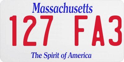 MA license plate 127FA3