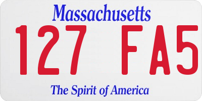 MA license plate 127FA5
