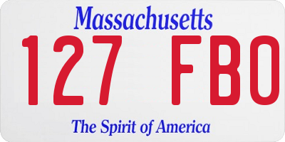 MA license plate 127FB0