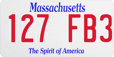 MA license plate 127FB3