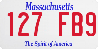 MA license plate 127FB9