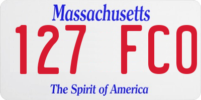 MA license plate 127FC0
