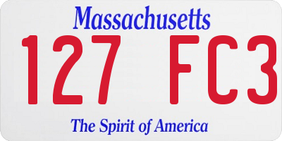 MA license plate 127FC3
