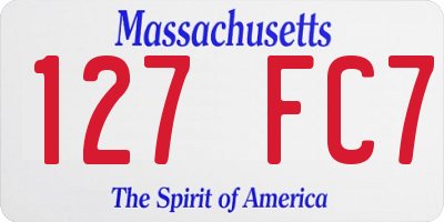 MA license plate 127FC7