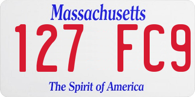 MA license plate 127FC9