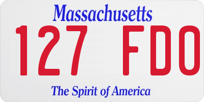 MA license plate 127FD0