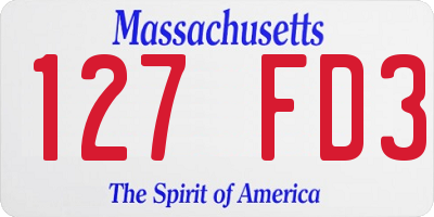 MA license plate 127FD3