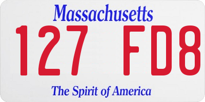 MA license plate 127FD8