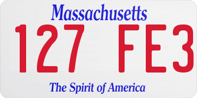 MA license plate 127FE3