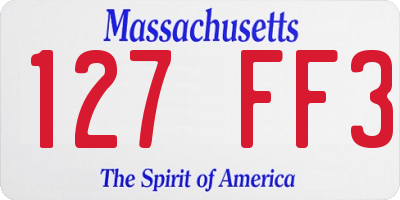 MA license plate 127FF3