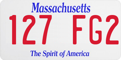MA license plate 127FG2