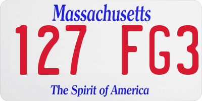MA license plate 127FG3