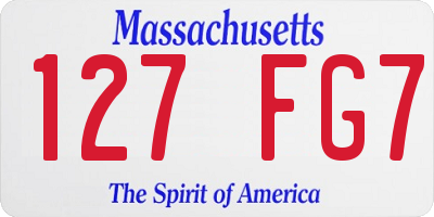 MA license plate 127FG7