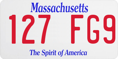 MA license plate 127FG9