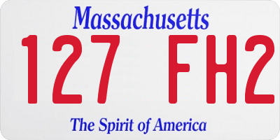 MA license plate 127FH2