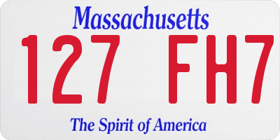 MA license plate 127FH7
