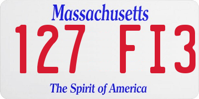 MA license plate 127FI3