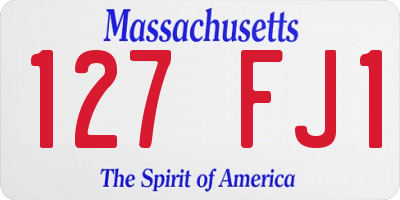 MA license plate 127FJ1
