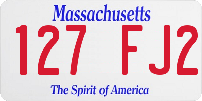 MA license plate 127FJ2