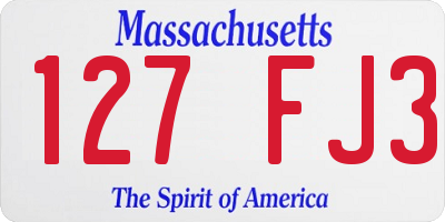 MA license plate 127FJ3