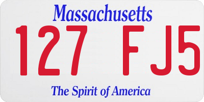 MA license plate 127FJ5