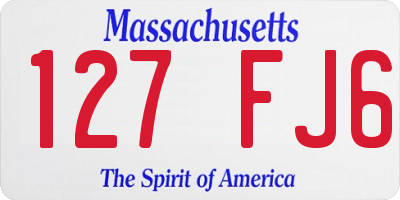 MA license plate 127FJ6