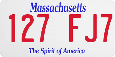 MA license plate 127FJ7