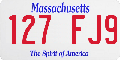 MA license plate 127FJ9