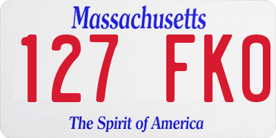 MA license plate 127FK0