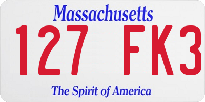 MA license plate 127FK3