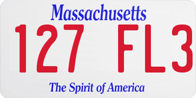 MA license plate 127FL3